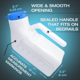 Urinals for Men Glow in The Dark Lid by Tilcare (2 Pack) - 32oz/1000mL Thick Plastic Mens Bedpan Bottle with Screw-on Lid - Spill Proof Urinary Chamber - Male Portable Travel Pee Bottles Urinals for Men Glow in The Dark Lid by Tilcare (2 Pack) - 32oz/1000mL Thick Plastic Mens Bedpan Bottle with Screw-on Lid - Spill Proof Urinary Chamber - Male Portable Travel Pee Bottles