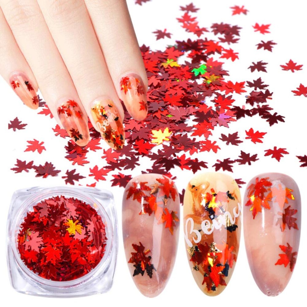 Minejin Nail Art DIY Maple Leaf Sequins Laser Glitters Thin Paillette Flakes Stickers Manicure Tips 12 Boxes Minejin Nail Art DIY Maple Leaf Sequins Laser Glitters Thin Paillette Flakes Stickers Manicure Tips 12 Boxes
