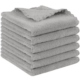 SUNLAND Microfiber Face Cloth Reusable Makeup Remover Facial Cleansing Towel Ultra Soft Face Washcloth 12inchx12inch 6 Pack Grey