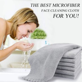 SUNLAND Microfiber Face Cloth Reusable Makeup Remover Facial Cleansing Towel Ultra Soft Face Washcloth 12inchx12inch 6 Pack Grey