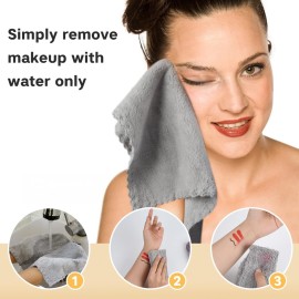 SUNLAND Microfiber Face Cloth Reusable Makeup Remover Facial Cleansing Towel Ultra Soft Face Washcloth 12inchx12inch 6 Pack Grey