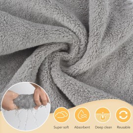 SUNLAND Microfiber Face Cloth Reusable Makeup Remover Facial Cleansing Towel Ultra Soft Face Washcloth 12inchx12inch 6 Pack Grey