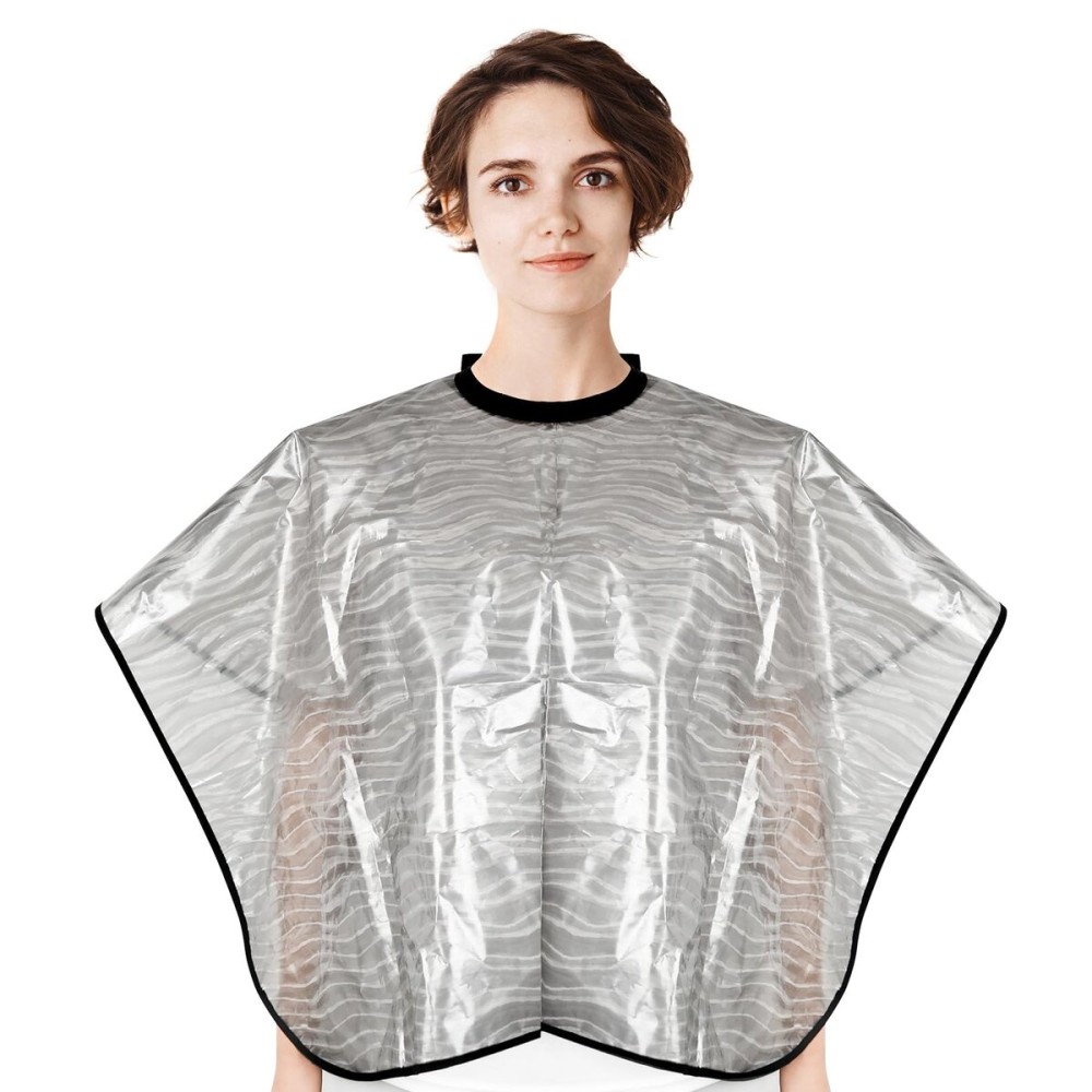 AUEAR, Barber Haircut Cape Beauty Salon Makeup Bibs Hair Dye Waterproof Capes Shorty Smock for Hair Stylist Hair Cutting Color (Clear)