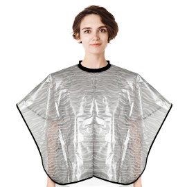 AUEAR, Barber Haircut Cape Beauty Salon Makeup Bibs Hair Dye Waterproof Capes Shorty Smock for Hair Stylist Hair Cutting Color (Clear)