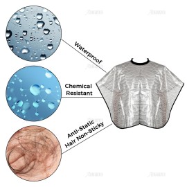 AUEAR, Barber Haircut Cape Beauty Salon Makeup Bibs Hair Dye Waterproof Capes Shorty Smock for Hair Stylist Hair Cutting Color (Clear)