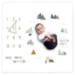 100% Organic Cotton Muslin Monthly Baby Milestone Blanket with Wooden Hello World Newborn Sign, Newborn Photography Props, Birth Announcement Sign, Eucalyptus