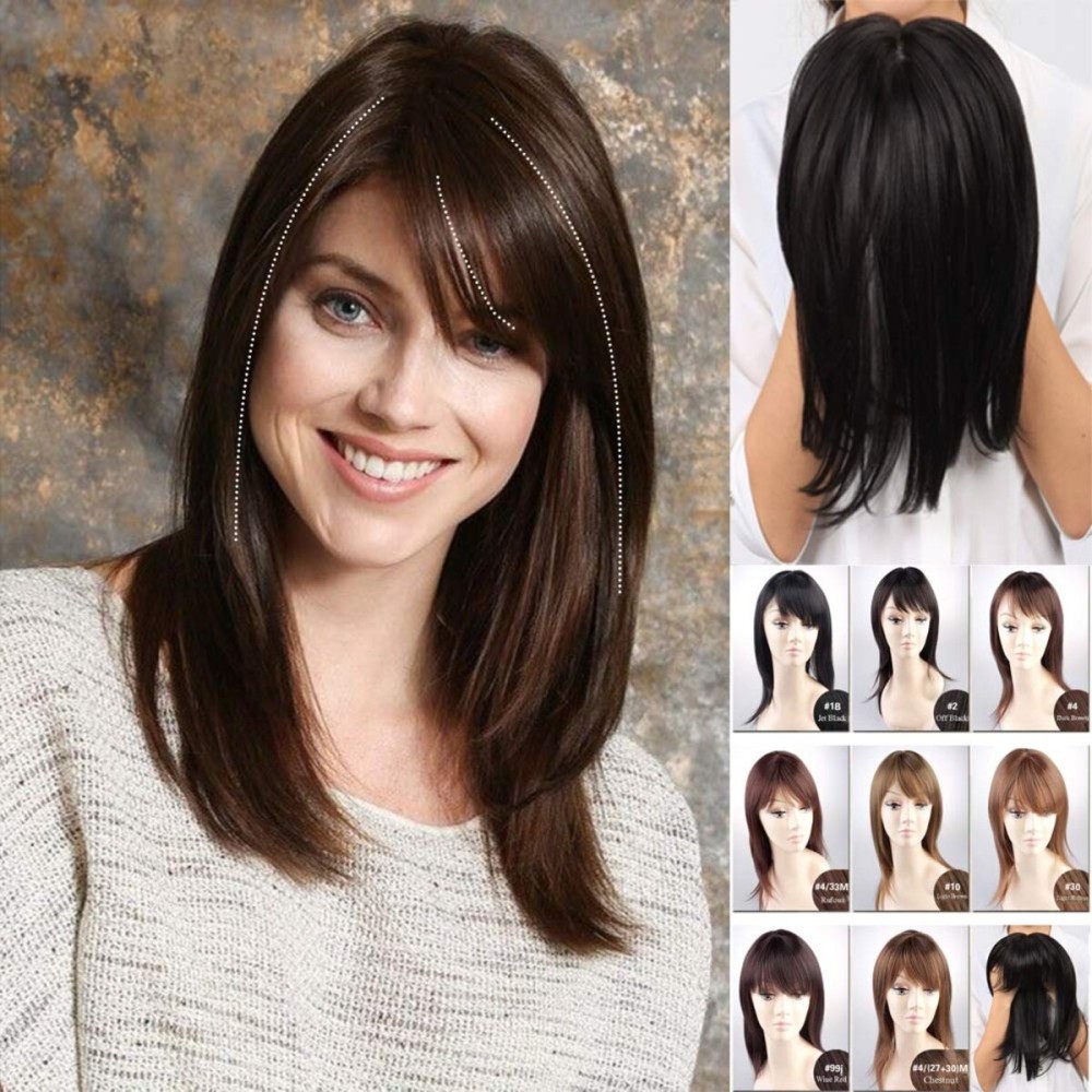 LesafeV Side-Part Straight Topper Clip in Forehead Hairpiece with Bangs for Women with Thin Hair 10 Light Brown LesafeV Side-Part Straight Topper Clip in Forehead Hairpiece with Bangs for Women with Thin Hair 10 Light Brown