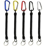 Longdex Fishing Lanyard 5PCS Stretchy Spiral Coil Keychain Fishing Lanyard with Color Carabiner