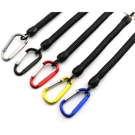 Longdex Fishing Lanyard 5PCS Stretchy Spiral Coil Keychain Fishing Lanyard with Color Carabiner
