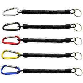 Longdex Fishing Lanyard 5PCS Stretchy Spiral Coil Keychain Fishing Lanyard with Color Carabiner