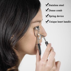 AKOAK 1 Pack Stainless Steel Wide Angle Eyelash Curler, Natural Eyelash Curls, Long Lasting, Fits All Eye Shapes, Women Makeup Tool (Black)