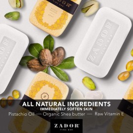 Zador Fine Scented Bar Soap - Mango Orange | Organic Shea Butter Soap with Pistachio Oil & Hungarian Hot Spring Water | All Natural Soap Skin Care (5.6 oz)