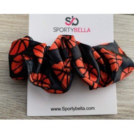 Sportybella Basketball Hair Tie, Orange, Premium Velvet, No Crease, Hair Accessories for Basketball Players and Fans, Great Gift
