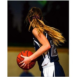 Sportybella Basketball Hair Tie, Orange, Premium Velvet, No Crease, Hair Accessories for Basketball Players and Fans, Great Gift