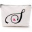 Blue Leaves S Initial Monogram Personalized Travel Makeup Bag,Cosmetic Bag Gifts with Zipper Waterproof(Makeup bag-Letter S)