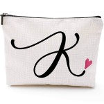 K Initial Monogram Personalized Travel Makeup Bag,Cosmetic Bag Gifts with Zipper Waterproof(Makeup bag-Letter K)