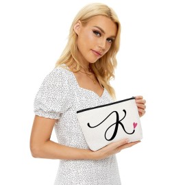 K Initial Monogram Personalized Travel Makeup Bag,Cosmetic Bag Gifts with Zipper Waterproof(Makeup bag-Letter K)