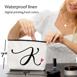 K Initial Monogram Personalized Travel Makeup Bag,Cosmetic Bag Gifts with Zipper Waterproof(Makeup bag-Letter K)
