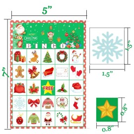 Funnlot Christmas Bingo Game for Large Group Christmas Party Games for Kids 24 Players Christmas Activities Christmas Bingo Cards for School Classroom Family Activities Christmas Party Supplies