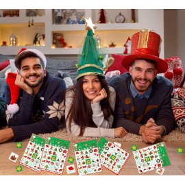Funnlot Christmas Bingo Game for Large Group Christmas Party Games for Kids 24 Players Christmas Activities Christmas Bingo Cards for School Classroom Family Activities Christmas Party Supplies