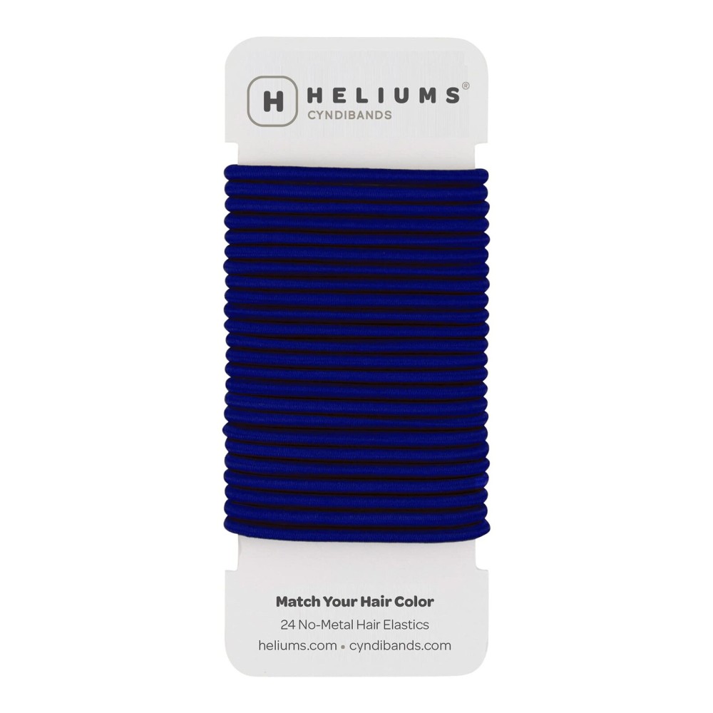 Cyndibands Elastic Hair Ties - Navy Blue - No Damage 4mm Ponytail Holders for Women & Kids, 24-Pack Hair Elastics in Neutral Colors