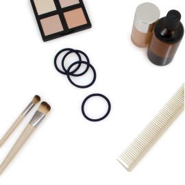 Cyndibands Elastic Hair Ties - Navy Blue - No Damage 4mm Ponytail Holders for Women & Kids, 24-Pack Hair Elastics in Neutral Colors