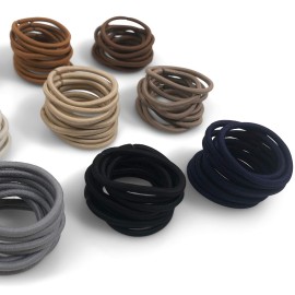 Cyndibands Elastic Hair Ties - Navy Blue - No Damage 4mm Ponytail Holders for Women & Kids, 24-Pack Hair Elastics in Neutral Colors