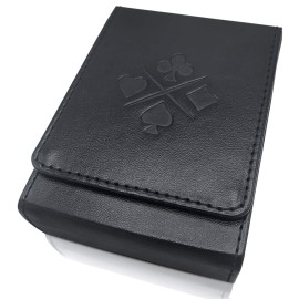 Luck Lab Single Deck Leather Playing Card Case/Holder - Black- Fits Poker and Bridge Size Cards