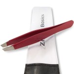 Tweezers - Surgical Grade Stainless Steel - Slant Tip for Expert Eyebrow Shaping and Facial Hair Removal - with Protective Pouch - Best Tweezer for Men and Women (Ruby Red)
