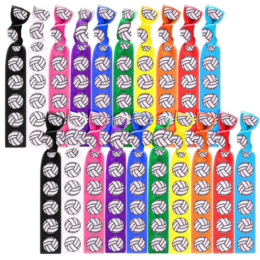 20 Pieces Volleyball Hair Ties Elastic Ribbon Girls Volleyball Sport Hair Accessories Ponytail Holders No Crease Hair Bands for Player Team Girl Woman Gift