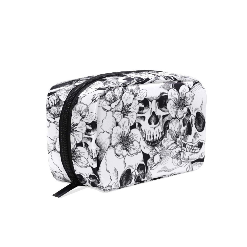 ZOEO Makeup Pouch Sugar Skull Mexican Floral Halloween Mini Makeup Bag Organizer Travel Zip Toiletry Bag Small Cosmetic Train Case Beauty Bag for Teens Girls Women Black White ZOEO Makeup Pouch Sugar Skull Mexican Floral Halloween Mini Makeup Bag Organizer Travel Zip Toiletry Bag Small Cosmetic Train Case Beauty Bag for Teens Girls Women Black White