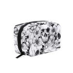 ZOEO Makeup Pouch Sugar Skull Mexican Floral Halloween Mini Makeup Bag Organizer Travel Zip Toiletry Bag Small Cosmetic Train Case Beauty Bag for Teens Girls Women Black White