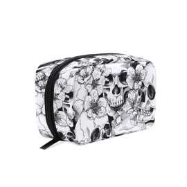 ZOEO Makeup Pouch Sugar Skull Mexican Floral Halloween Mini Makeup Bag Organizer Travel Zip Toiletry Bag Small Cosmetic Train Case Beauty Bag for Teens Girls Women Black White ZOEO Makeup Pouch Sugar Skull Mexican Floral Halloween Mini Makeup Bag Organizer Travel Zip Toiletry Bag Small Cosmetic Train Case Beauty Bag for Teens Girls Women Black White