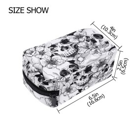 ZOEO Makeup Pouch Sugar Skull Mexican Floral Halloween Mini Makeup Bag Organizer Travel Zip Toiletry Bag Small Cosmetic Train Case Beauty Bag for Teens Girls Women Black White ZOEO Makeup Pouch Sugar Skull Mexican Floral Halloween Mini Makeup Bag Organizer Travel Zip Toiletry Bag Small Cosmetic Train Case Beauty Bag for Teens Girls Women Black White