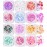 Ownest 12 Colors Holographic Chunky Glitter Gel Set, Christmas Party Makeup Face Body Eye Lips Hair Nail Cosmetic Festival Chunky Glitter Eyeshadow, Mixable, No Need Glue