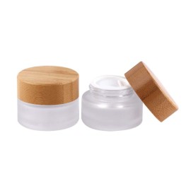 XINGZI 2PCS 30ml/30g/1oz Environmental Bamboo Lid Frosted Glass Bottle Cream Jars Empty Cosmetic Comtainer For Face Cream Eye Cream Lip Balm Ointments Salves Nail Powder