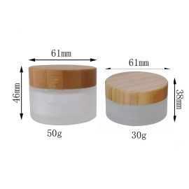 XINGZI 2PCS 30ml/30g/1oz Environmental Bamboo Lid Frosted Glass Bottle Cream Jars Empty Cosmetic Comtainer For Face Cream Eye Cream Lip Balm Ointments Salves Nail Powder