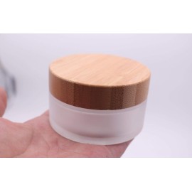 XINGZI 2PCS 30ml/30g/1oz Environmental Bamboo Lid Frosted Glass Bottle Cream Jars Empty Cosmetic Comtainer For Face Cream Eye Cream Lip Balm Ointments Salves Nail Powder