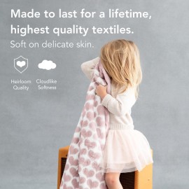 Little Giraffe Baby Blanket - Luxe Soft Blanket with Satin Trim - Baby Stroller Blanket - Newborn Baby Essentials & Baby Gifts - 29x35 - Heart Army Dusty Pink