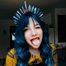 Raw Crystal Quartz Crown Headband - HAIMEIKANG Handmade Tiara Natural Stone Headband for Woman Wedding and Parties (Black2)