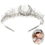 Raw Crystal Quartz Crown Headband - HAIMEIKANG Handmade Tiara Natural Stone Headband for Woman Wedding and Parties (white)