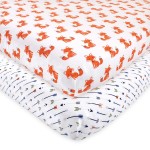 Hudson Baby Unisex Baby Cotton Fitted Crib Sheet, Foxes, One Size