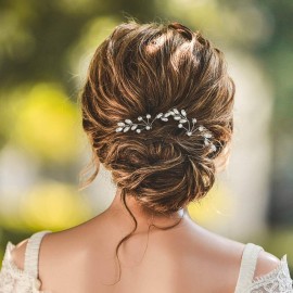 Unicra Bride Wedding Crystal Hair Pins Bridal Rhinestone Hair Pieces Wedding Hair Accessories for Women and Girls Pack of 2 (A-Silver)