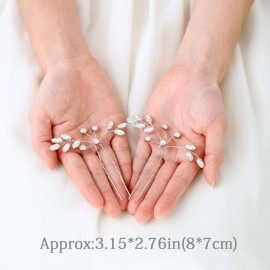 Unicra Bride Wedding Crystal Hair Pins Bridal Rhinestone Hair Pieces Wedding Hair Accessories for Women and Girls Pack of 2 (A-Silver)