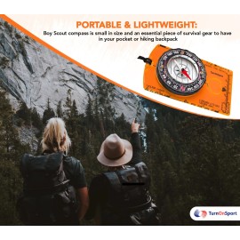TurnOnSport Orienteering Compass for Hiking, Backpacking & Camping - Advanced Scout Compass for Kids & Professionals