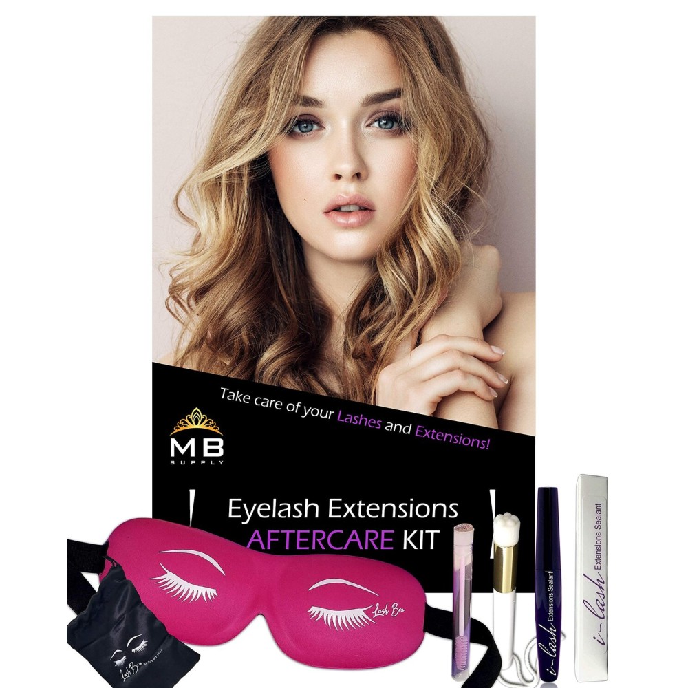 Eyelash Extensions Aftercare Kit With Sealant, Brush, Spoolie and 3D Deep Contour Sleep Mask! Protects Volume Lashes While Sleeping - PINK Lash Bra Eyelash Extensions Aftercare Kit With Sealant, Brush, Spoolie and 3D Deep Contour Sleep Mask! Protects Volume Lashes While Sleeping - PINK Lash Bra
