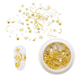 SILPECWEE 6 Boxes 3D Nail Art Decoration Set Cat Eye Stones Shell Flower Metal Nail Studs Manicure Jewelry with 1Pc Tweezers and Picker Pencil