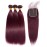 Brazilian Virgin Hair 99j Wine Red Burgundy Straight Hair Weaves 3 Bundles With 4X4 Lace Closure 100% Human Hair Weft Pure Color Silky Straight Hair (12 14 16 with 12c, Burgundy/99J)