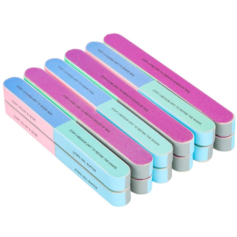 Emoly Upgraded 12 Packs Nail File and Nail Buffer Block Nail Buffering Files Washable Emery Boards Professional Manicure Tools