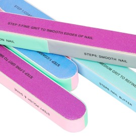 Emoly Upgraded 12 Packs Nail File and Nail Buffer Block Nail Buffering Files Washable Emery Boards Professional Manicure Tools